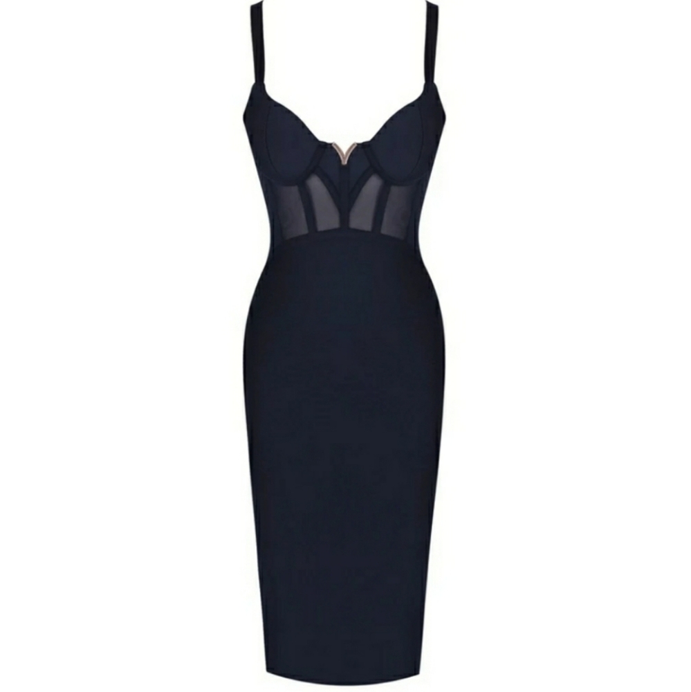 Sexy Black Mesh Bodycon Dress - Picture 6 of 8
